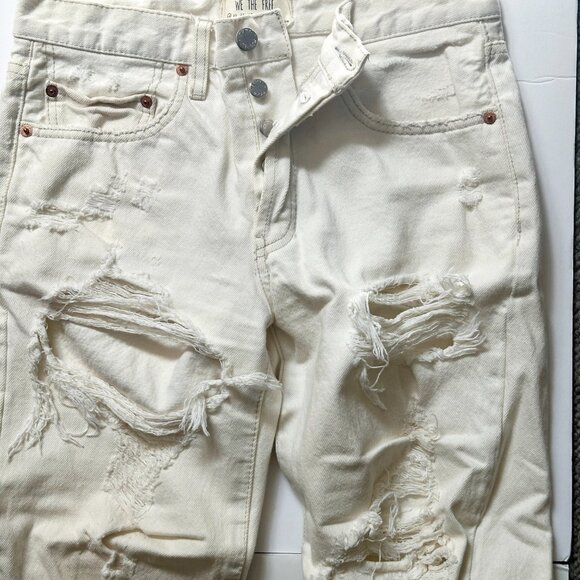 White, distressed, Boyfriend Jeans by Free People - Picture 1 of 4